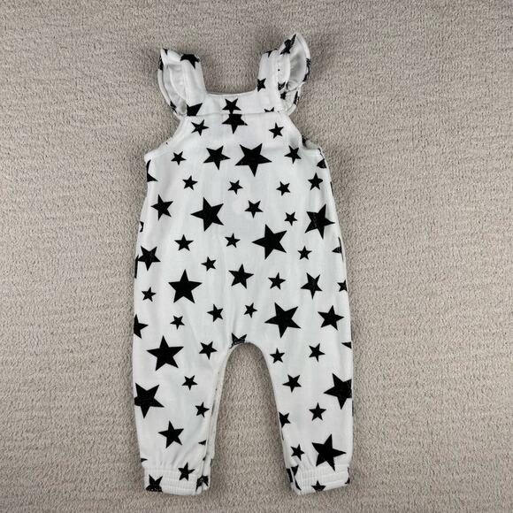 Angel Dear Girls Jumpsuit 12-18M White Black Star Print Cotton Blend‎ Romper - Picture 6 of 7